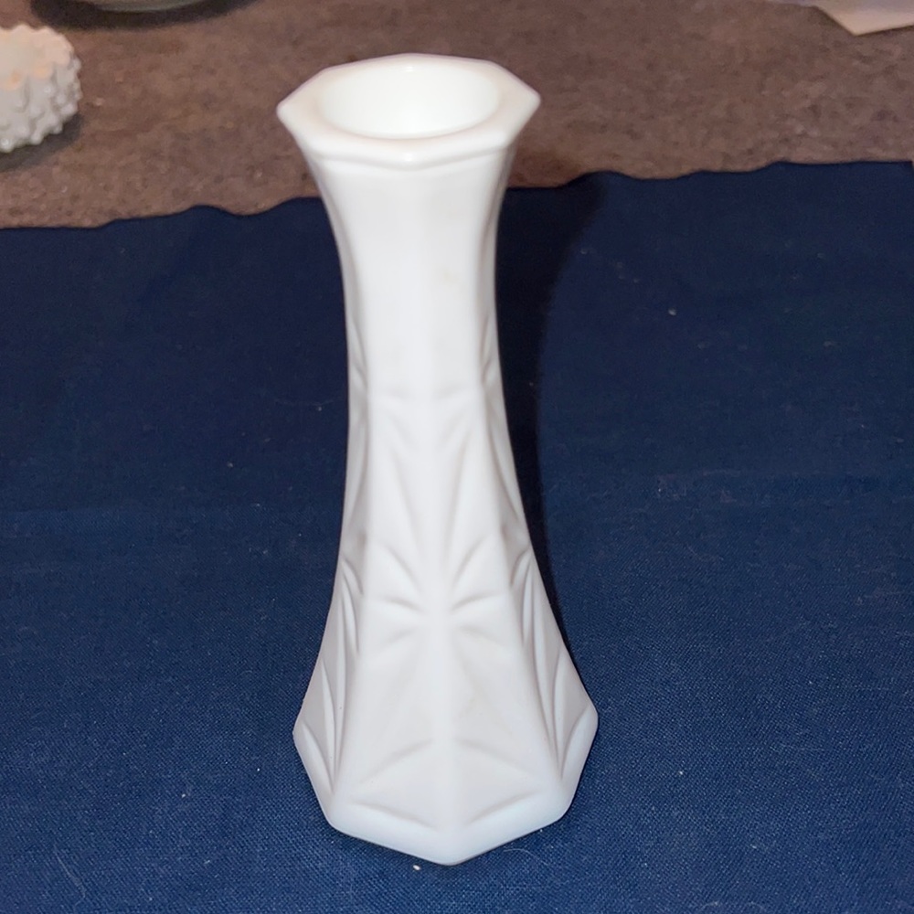 Hoosier glass milk glass candlestick holder
